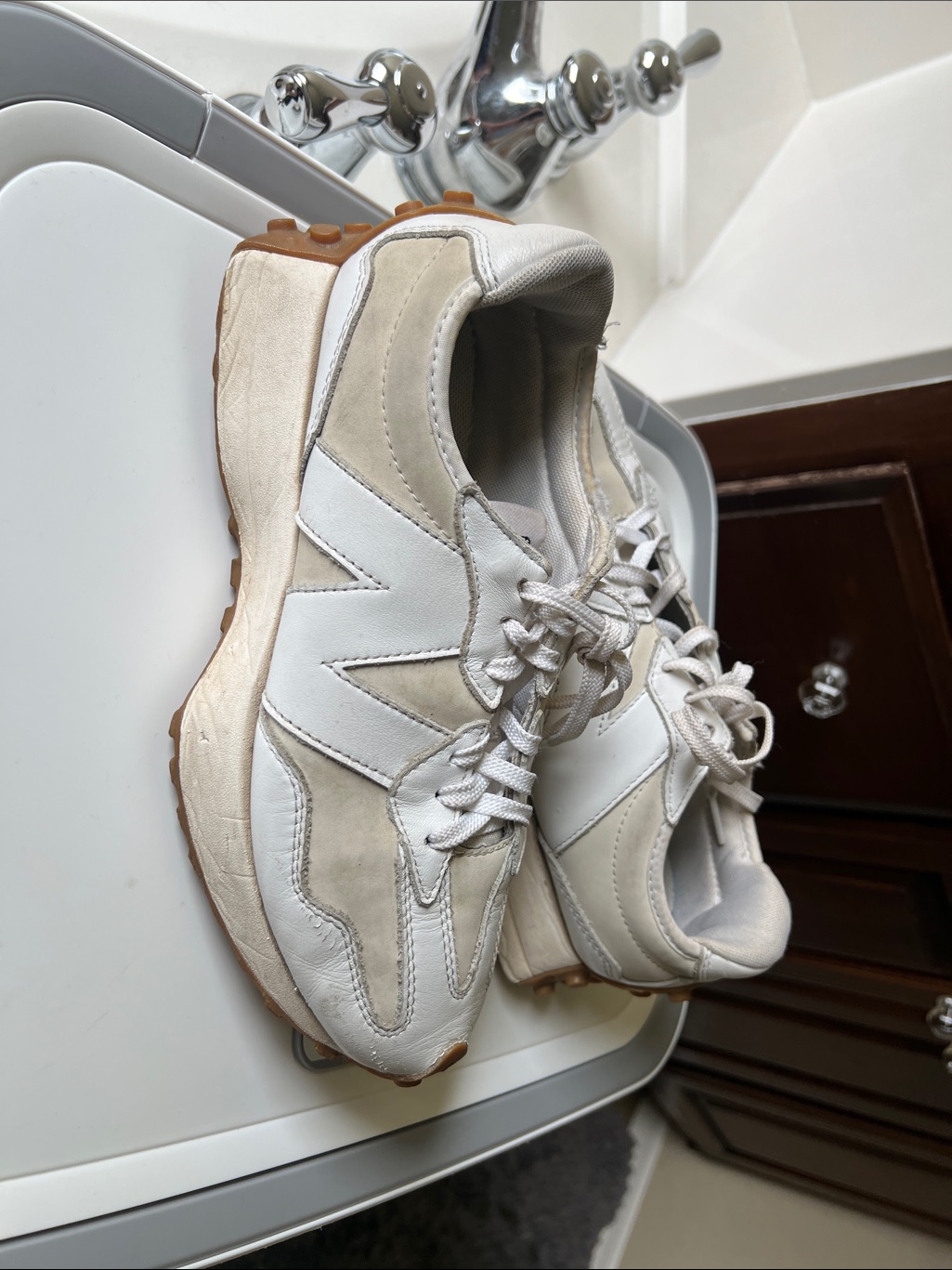 New Balance Cream And White Women’s Retro Runner Sneakers